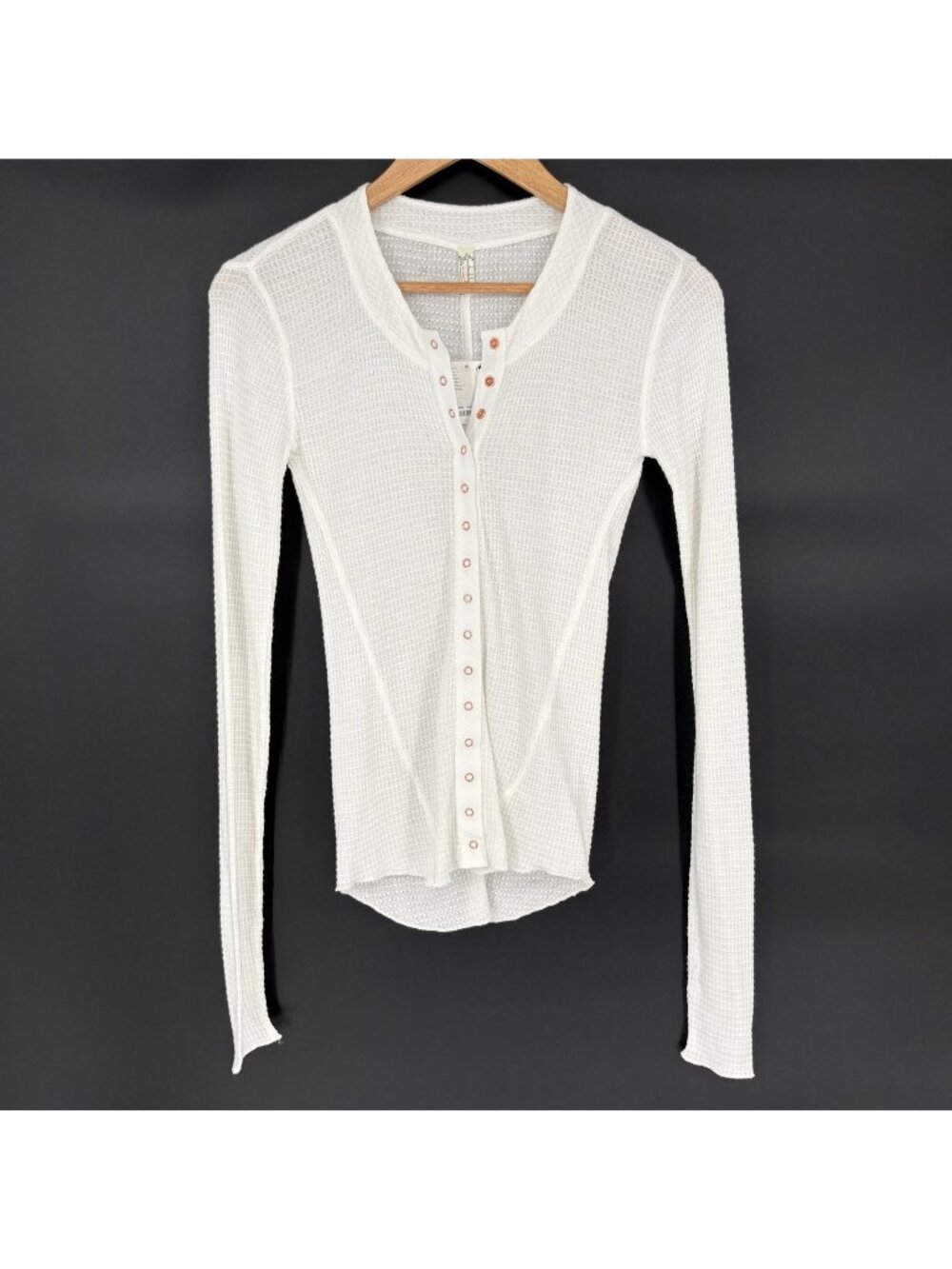 NWT Free People Intimately Going Places Cardi S Ivory Waffle Knit Snap Cardigan